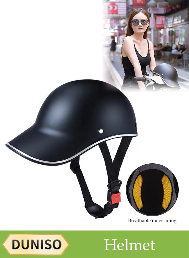 Motorcycle Half Helmet,Retro Style Light Baseball Cap Helmet,Multifunctional Breathable Bicycle Helmet，With Adjustable Buckle And Detachable Lining, Shockproof And Fall Proof, Suitable For Both Men And Women