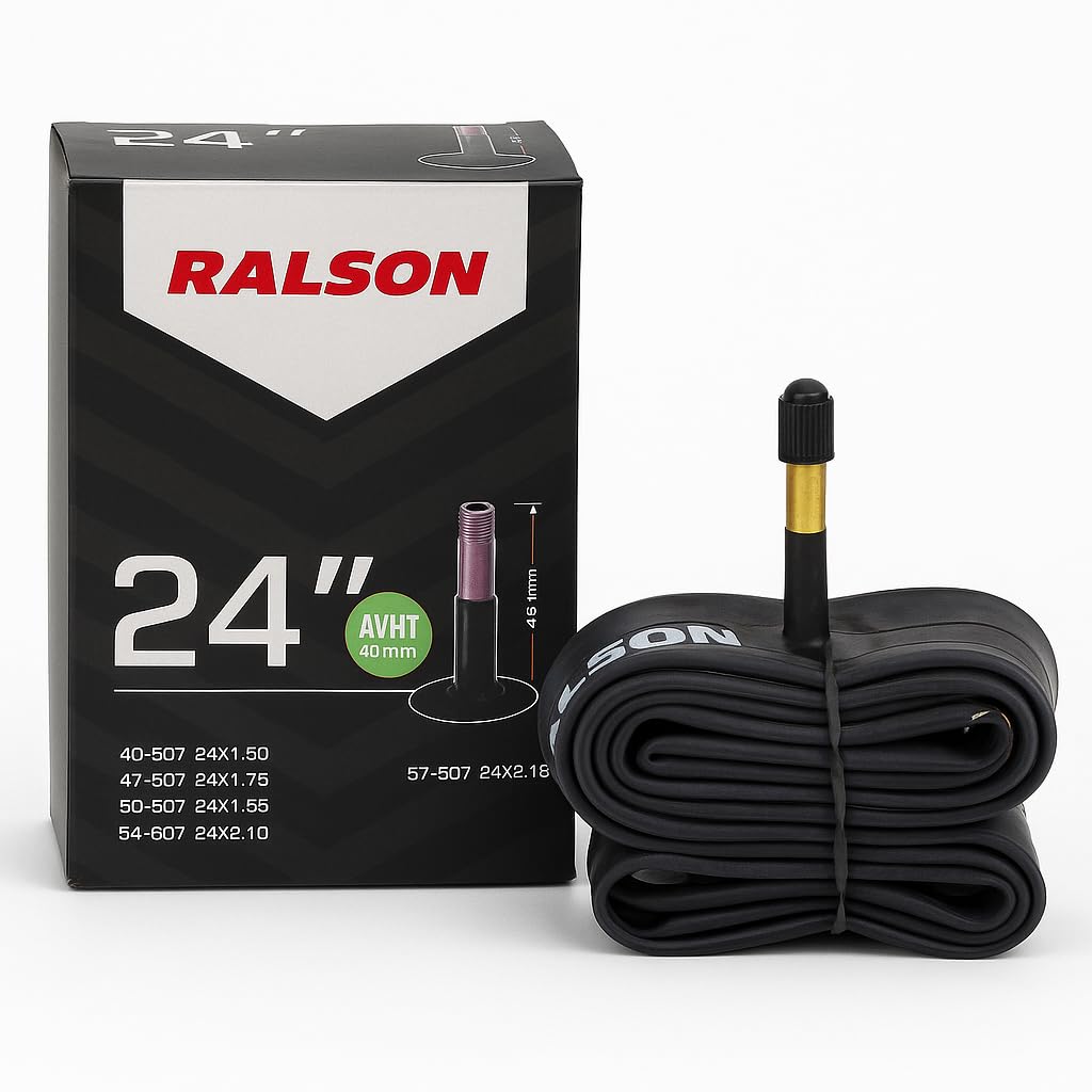 RALSON 24 Inch Bicycle Inner Tube (24x1.50–24x2.125) Fits 40-507/47-507/50-507/54-507/57-507 | 48mm AV Schrader Valve | Butyl Rubber Tube for Kids Bike, BMX, Mountain, Cruiser