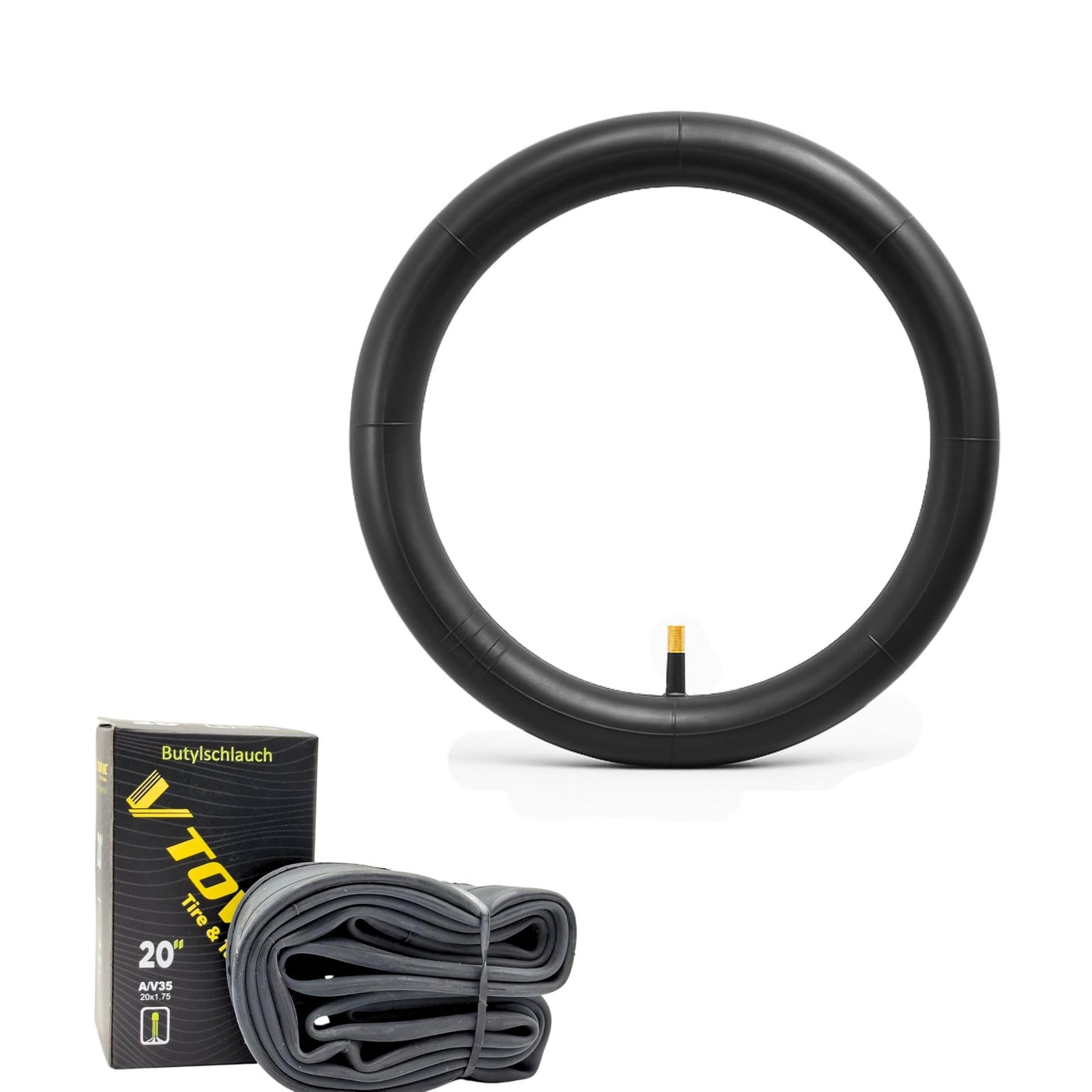 V-Tovic Tires 20" x 1.75 Inner Tube – AV35 Schrader Valve Butyl Rubber Bicycle Tube for MTB, Road, BMX, Kids & Racing Bikes – Durable Puncture-Resistant Replacement Cycle Tube