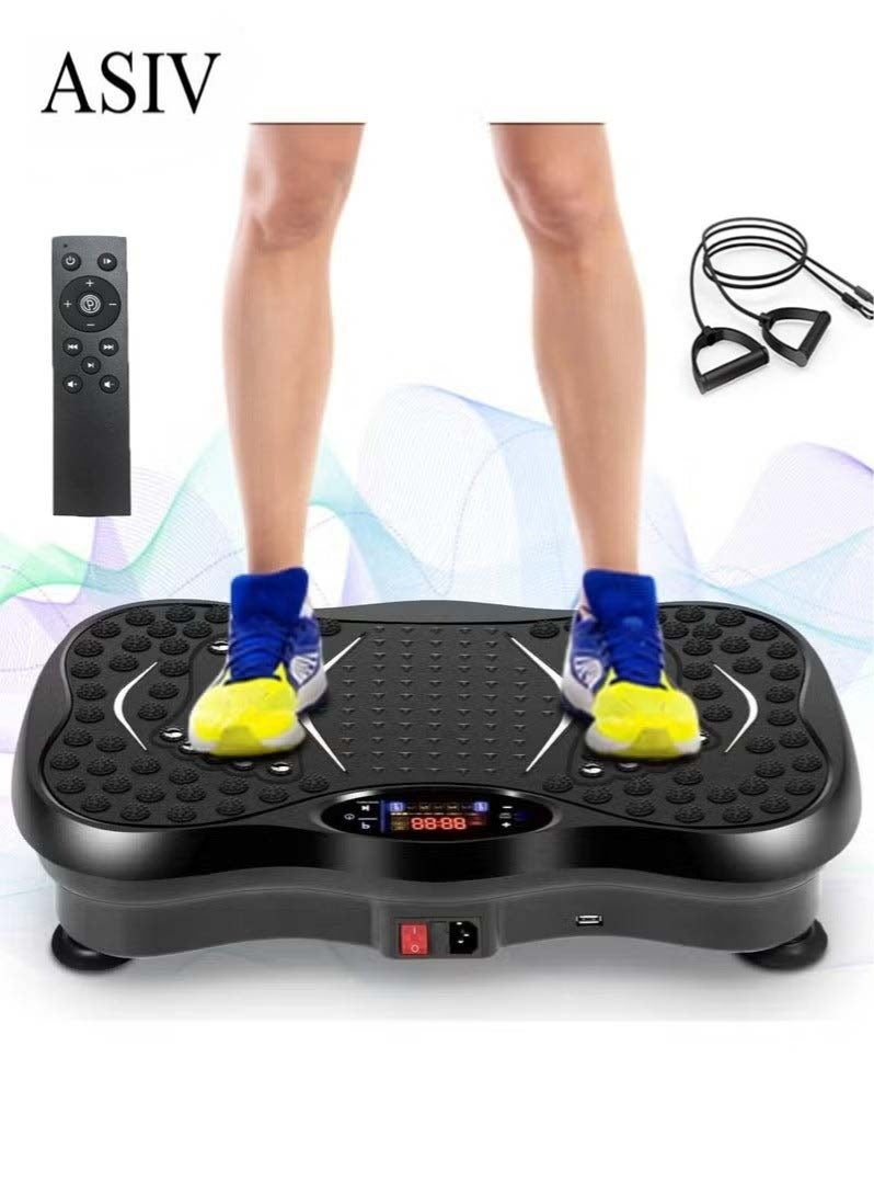 Vibration Plates, Vibration Fitness Exercise Machine for Home Use, with Bluetooth Speaker, 5 Program Modes, 2 Resistance Bands, Vibration Fitness Trainer, 330lb Max Load