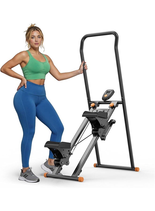Adjustable Foldable Stair Climber with LCD Display & Handlebar Vertical Cardio Machine (Random Color)