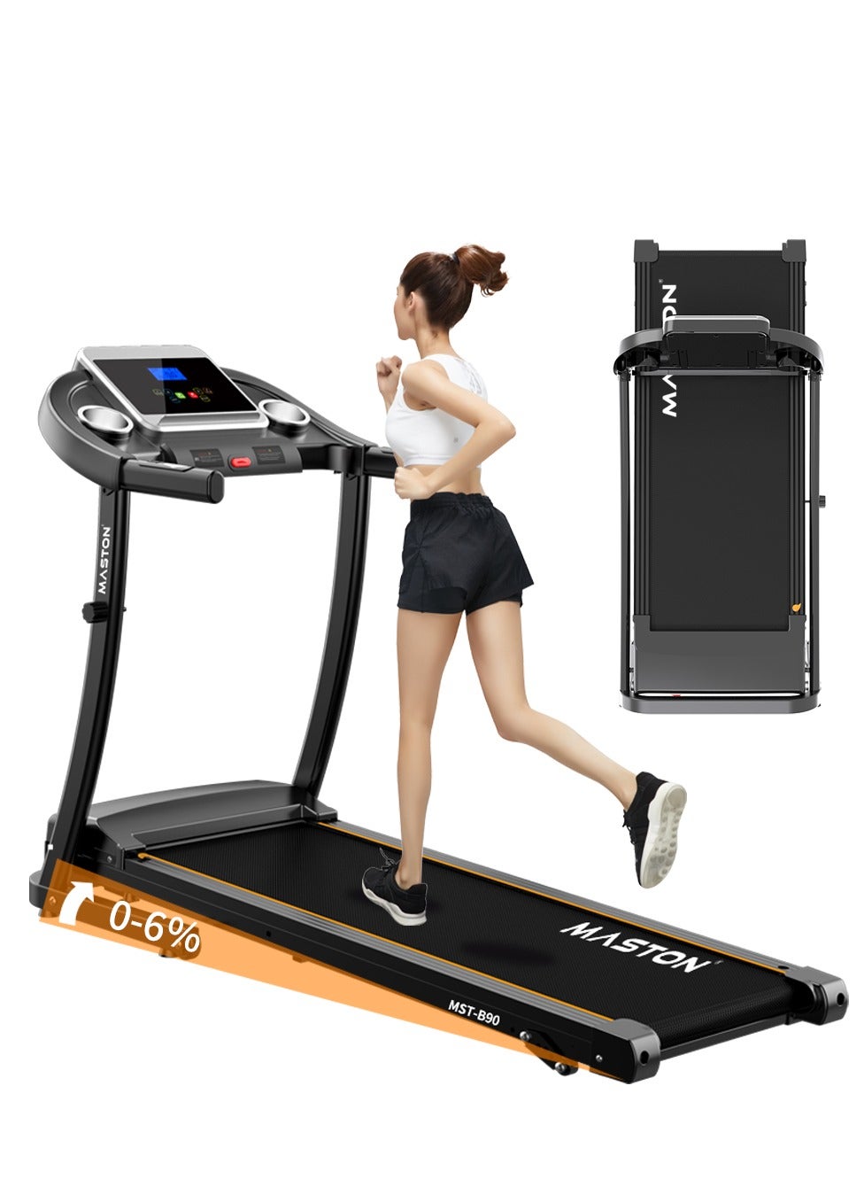 Foldable Treadmill (2.0 HP Peak Motor | 110kg Loading Capacity )-Running Tredmill Machine for Home Use