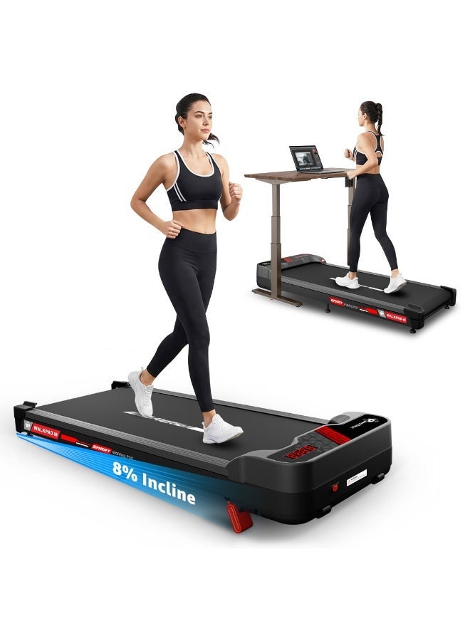 PowerMax Fitness WALKPAD-M 3HP Compact BLDC Motorized Treadmill with 8% Manual Incline for Home-Office Use with Bluetooth & Fitshow App, Walkingpad for Max User 120Kg, Top Speed 6Km/H, 950x385mm Running Deck, LED Display