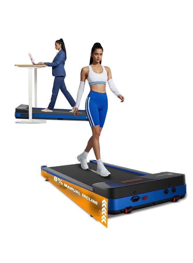 PowerMax Fitness WALKPAD-S 3HP BLDC Motorized 2-in-1 Under Desk Treadmill for Home & Office | 8% Manual Incline | 6 km/h Max Speed | 120 kg Max User Weight | 950Ã—405 mm Running Surface | Shock Absorption | Compact Design