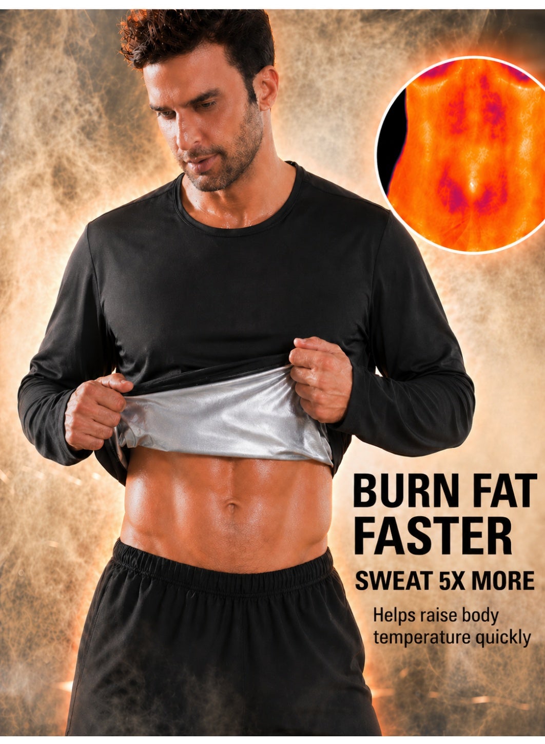 Sauna Sweat Suit Weight Loss Shapewear Top Waist Trainer Workout Sweatsuit Exercise Long Sleeve Shirt Men Boy