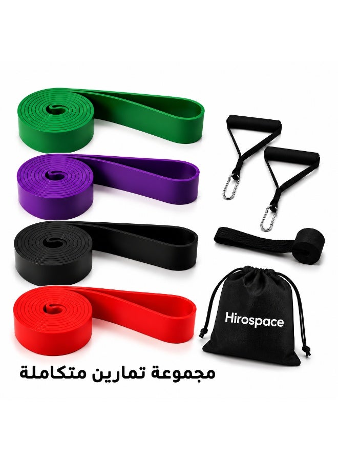Resistance Bands Set for Home Gym, 4 Resistance Levels with Handles, Door Anchor & Carry Bag for Full Body & Glute Training