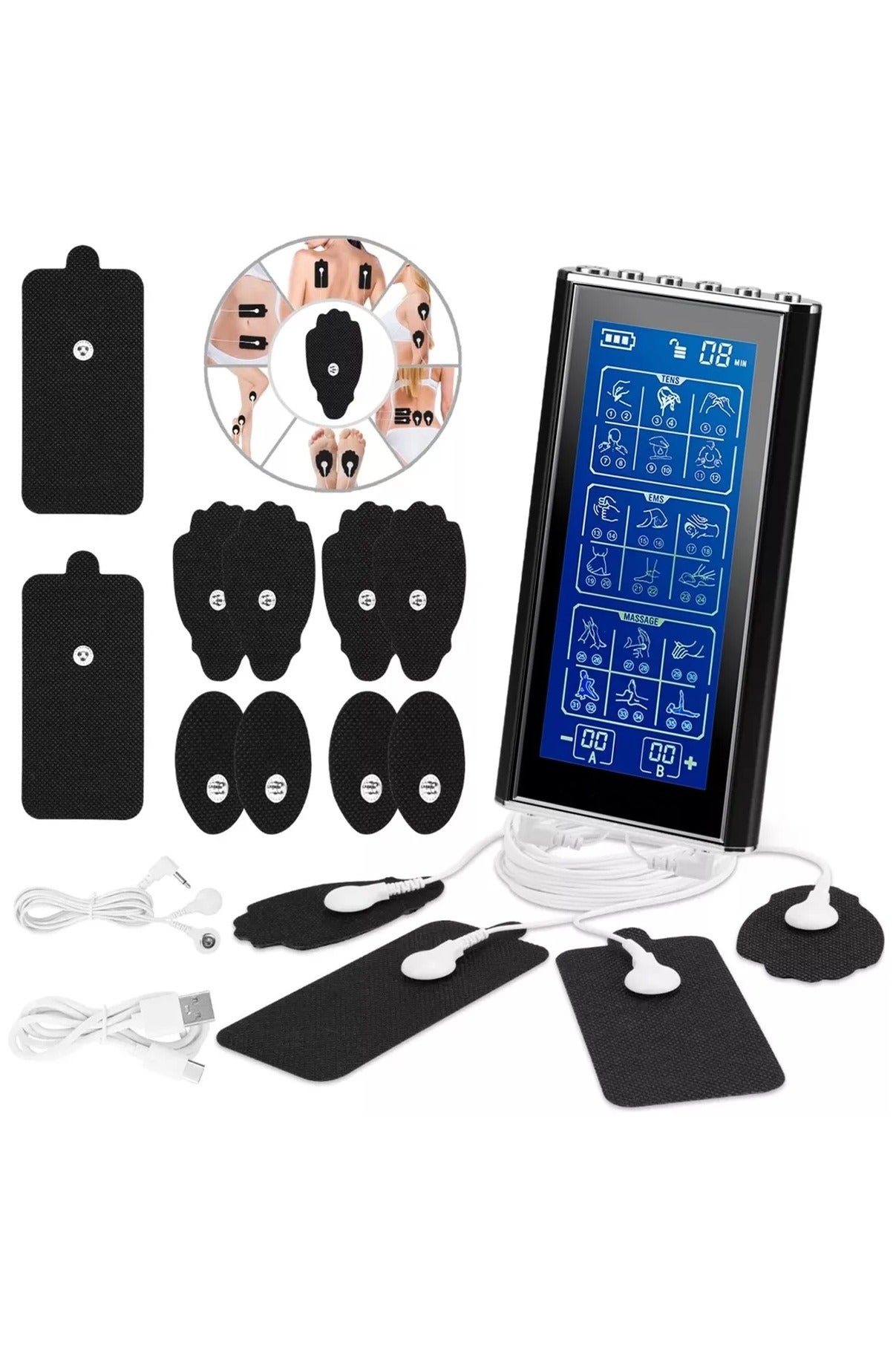 3-in-1 Dual Channel TENS EMS Unit 36 Modes Mini Rechargeable Physiotherapy Instrument for Back Neck Pain Relief Therapy,Deep Tissue Shoulder Pain Relief,Electronic Pulse Massager Muscle Massager (Black)