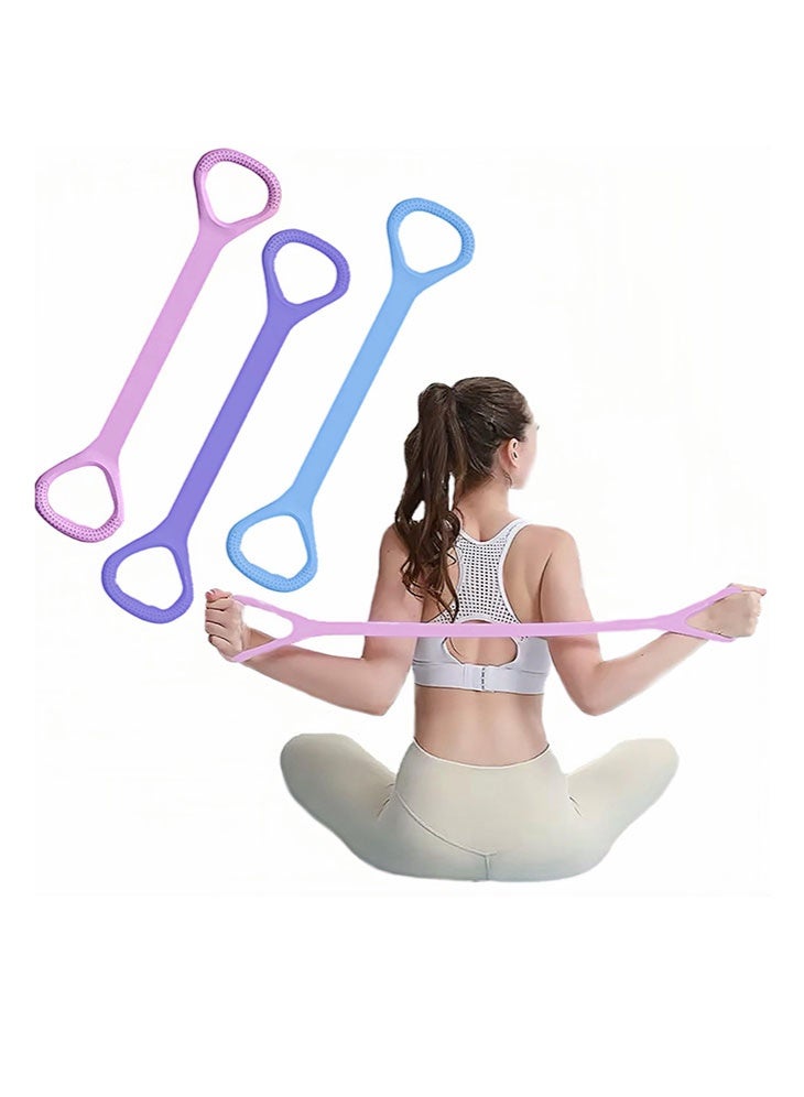 Figure 8 Fitness Resistance Band, 3 Pcs Strength Training Resistance Band, Elastic Bands for Working Out, Arm, Back Training Elastic Ropes, Exercise Equipment for Yoga, Pilates, Physical Therapy, Stretching