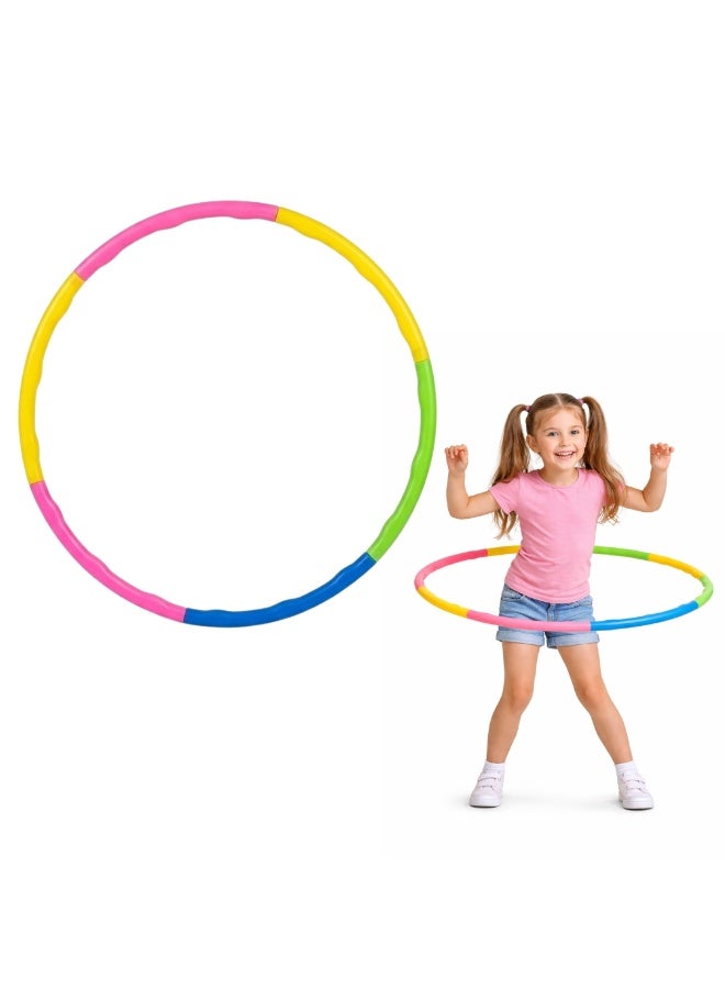 Kids Hula Hoop Colorful Weighted Fitness Hoop for Exercise, Durable Plastic Hula Hoop for Boys and Girls, Lightweight Workout Hoop Toy for Indoor Outdoor Play, Balance Training Fitness Toy for Active Kids (Multi-colour)