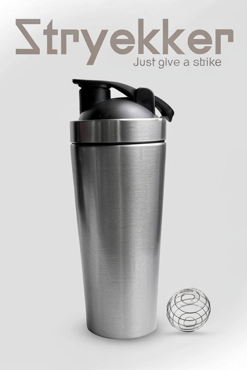 Premium Stainless Steel Protein Shaker Bottle – Heavy-Duty Build, Sleek Silver Design