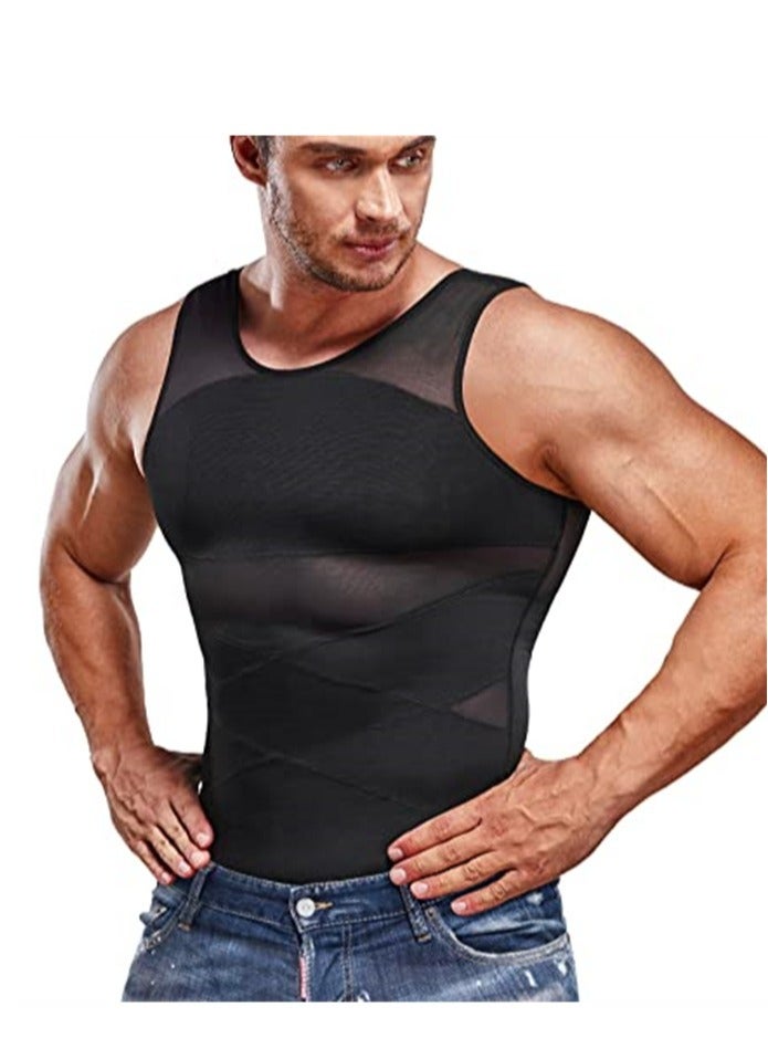 Compression Shirt for Men Slimming Undershirt Body Shaper Tank top Sleeveless Shapewear Vest Men L