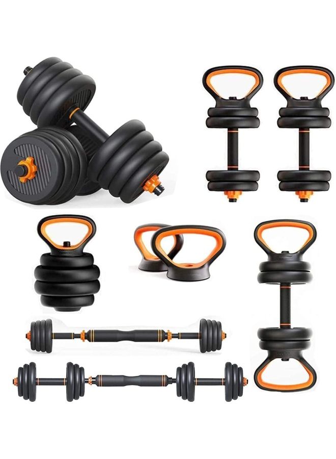 Adjustable Dumbbells Multifunctional Weights Kettlebell & Barbell Set 20kg