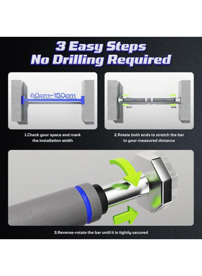 Adjustable Telescopic Doorway Pull Up & Chin Up Bar for Home Gym Exercise (60-100 cm)