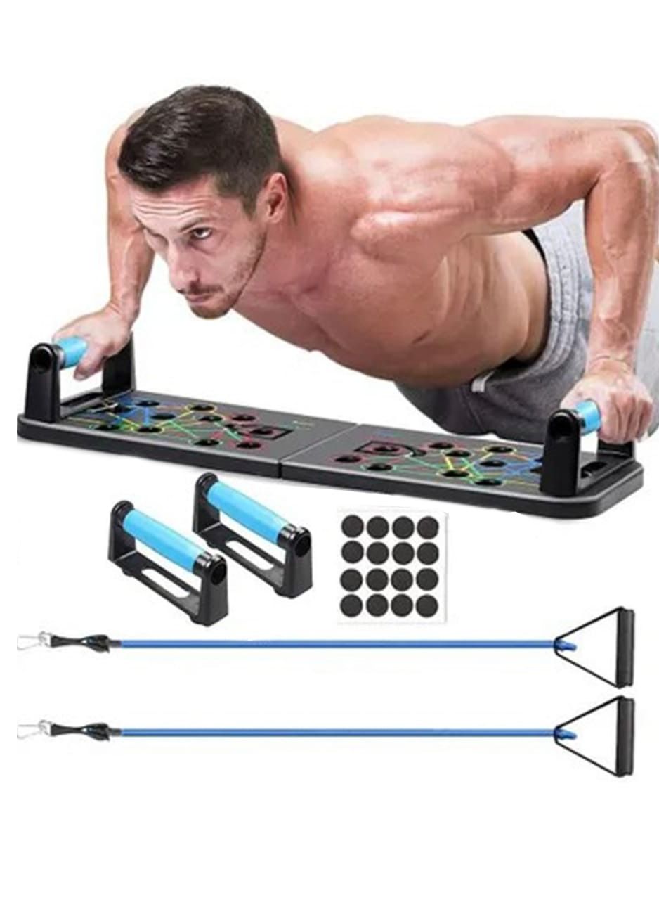 10 in 1 Push Up Plank with Resistance Band Portable Foldable Muscle Home Indoor Outdoor Strength Training Equipment
