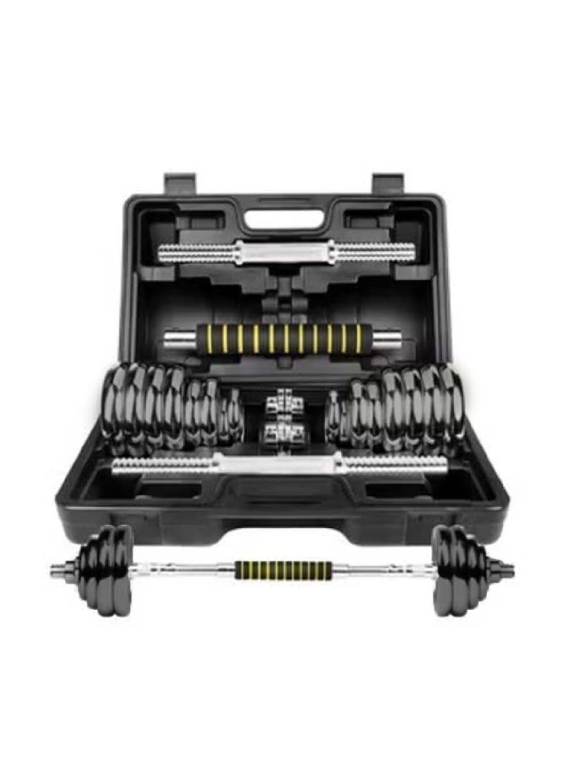 30kg Adjustable Weight Dumbbell Set with Case Black