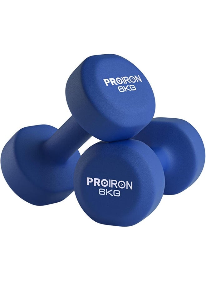 PROIRON Neoprene Dumbbells Weights Exercise & Fitness Dumbbells in  6x2 Kg