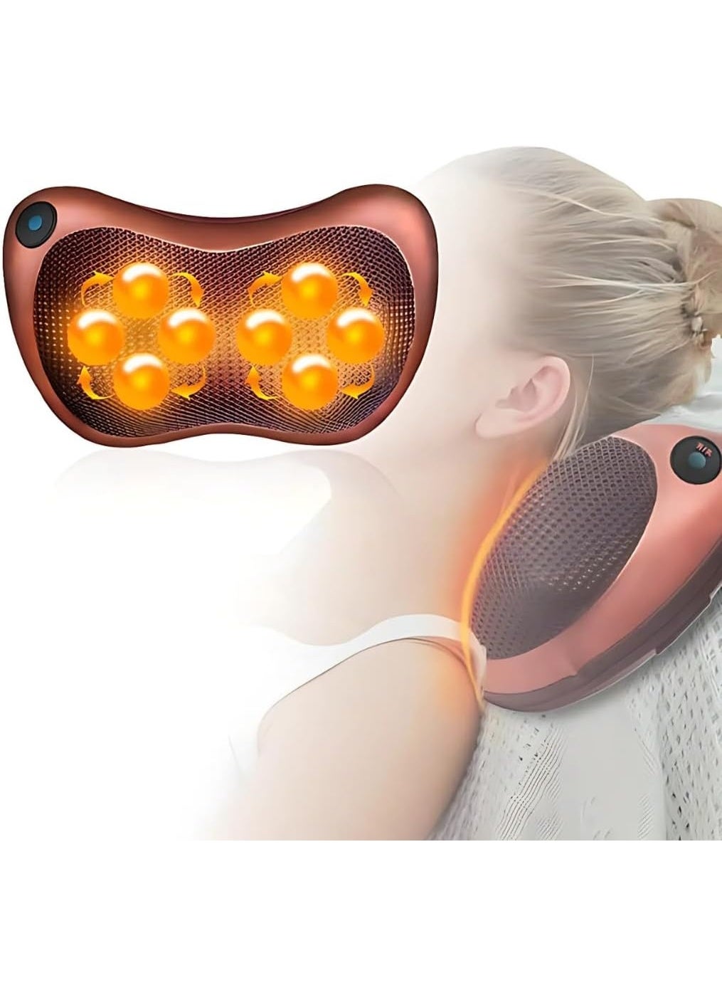 Electronic Massage Pillow Massager Cushion Shiatsu Back Massager with Heat Kneading Massage Pillow for Muscle Relaxation Back Neck Shoulders Muscle Pain Relief Corded Electric Heat Pillow Deep Kneading Relax Pain Pillow Use at Home Car