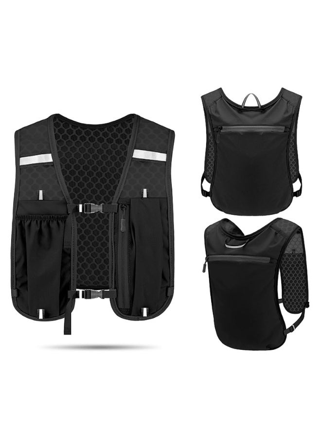 Unisex Running Vest with Phone Holder & Storage, Adjustable Unisex Reflective Vest Lightweight & Breathable Running Backpack, Multifunctional Hydration Backpack for Workouts Running Cycling Hiking