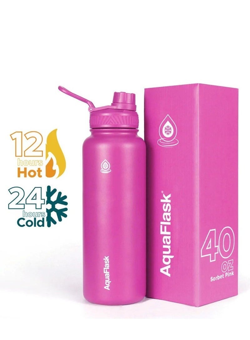 Water Bottle 40 oz/ 1.18 Liter with Spout Lid Vacuum Insulated Stainless Steel (Pink 40 oz/ 1.18 Liter)