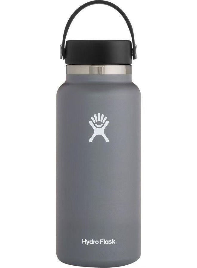 Vacuum Insulated Water Bottle 1000ml - Portable Space-Grade Thermos with Handle for Sports & Outdoors - Leakproof, Non-Slip Grip, Ideal for Fitness, Camping & Hydration