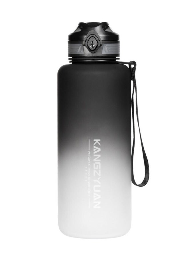 Sports Water Bottle 1500ML High Capacity Protein Shaker Outdoor Travel Portable Leakproof Drinkware Plastic Drink Bottle BPA Free 1.5L Black and White