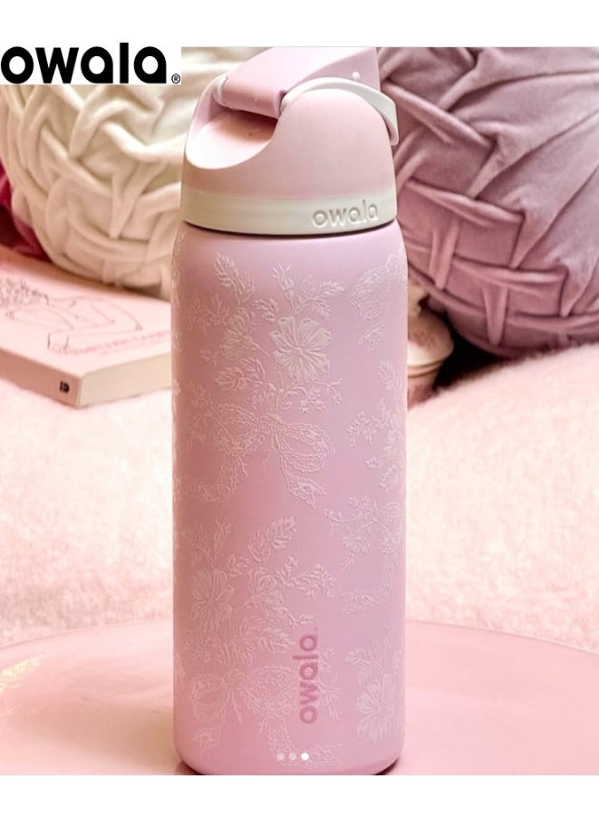 Owala 32OZ FreeSip 710 Insulated Stainless Steel Water Bottle with Straw – Insulated Water Bottle Keep Cold 24H, Leak-Proof