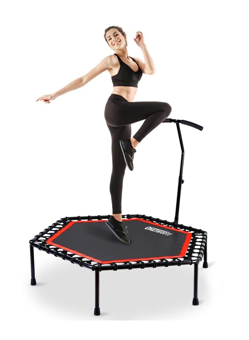 45" Silent Mini Trampoline with Adjustable Handle Bar Fitness Trampoline Bungee Rebounder Jumping Cardio Trainer Workout