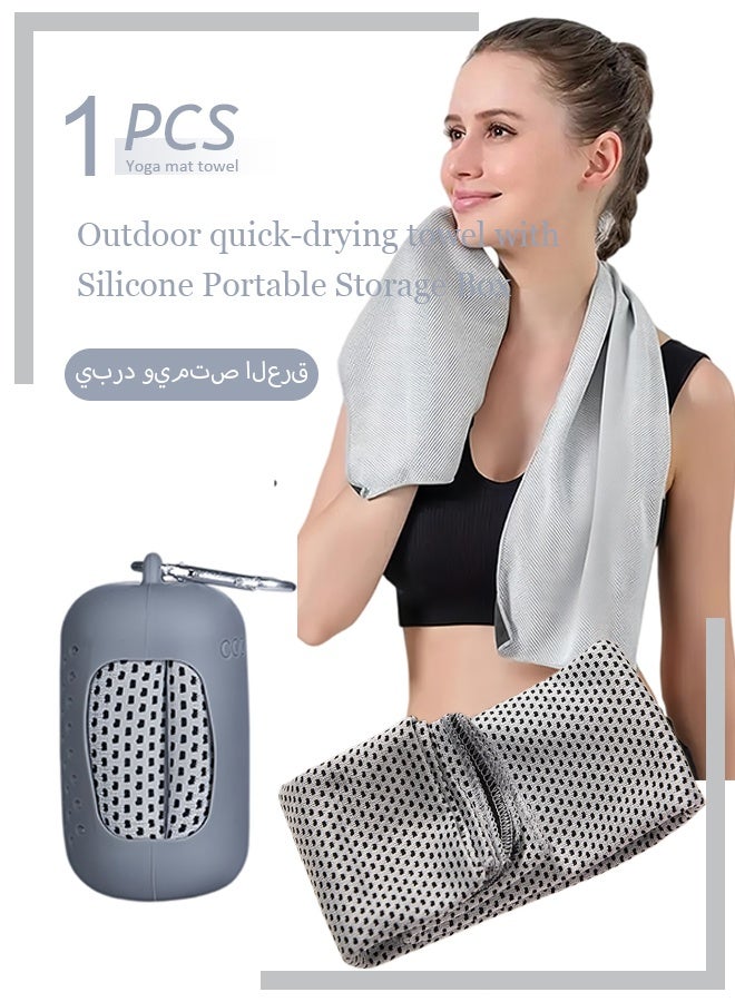 Gym Towels, Cooling Towel Soft Microfiber with Portable Silicone Sleeves, Breathable Instant Towels, Microfiber Soft Quick Dry Gym Towel for Sport Camping Swim