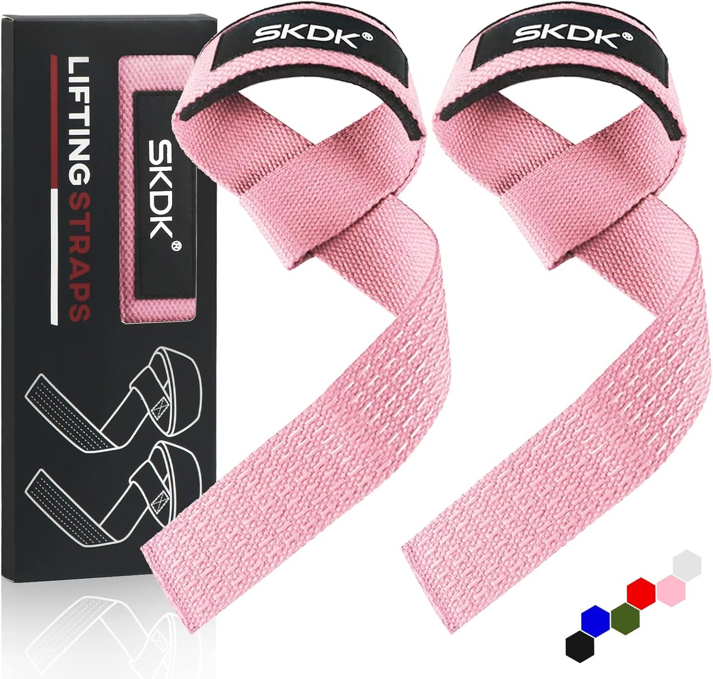 Lifting Straps Deadlift Gym Wrist Straps Weightlifting with Neoprene Cushioned Wrist Padded and Anti-Skid Silicone - for Weightlifting, Bodybuilding - Pink