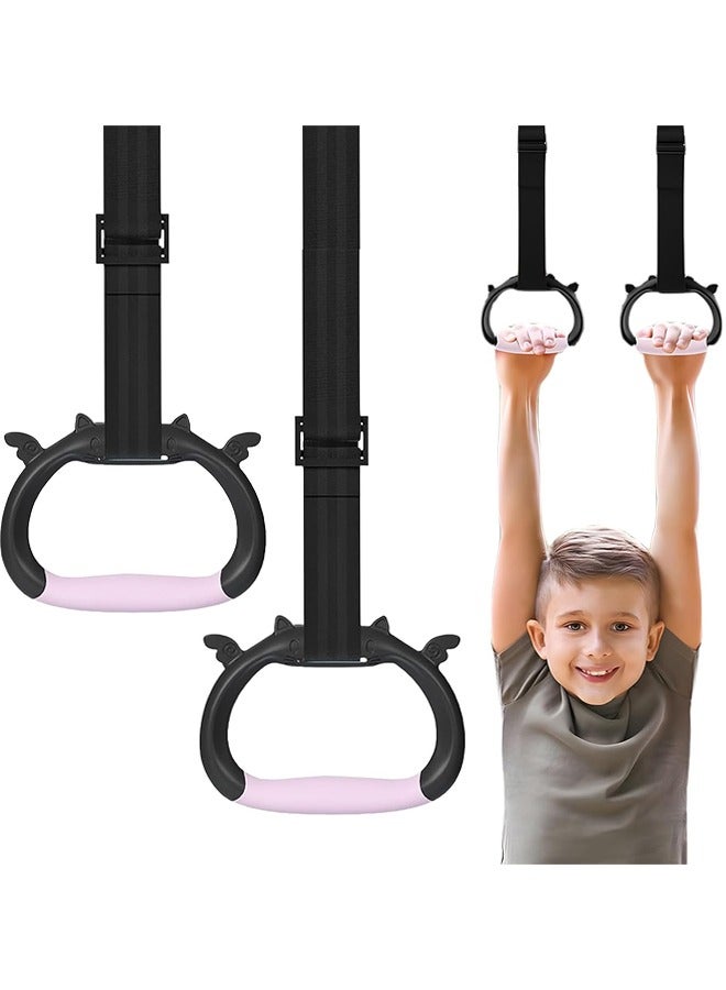 Gymnastics Rings, Children's Exercise Pull up Rings with Adjustable Strap, Strength Kids Training Rings, Indoor Pulling Rings for Physical Training