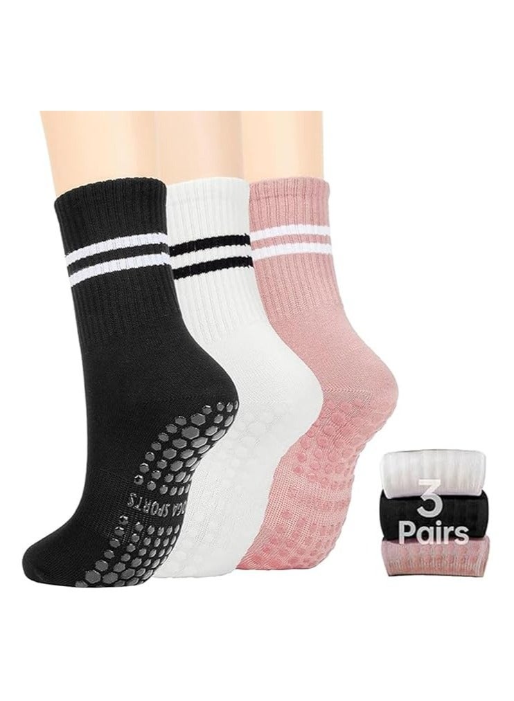 3 Pairs Yoga Socks For Women，Non Slip Socks Pilates Socks For Yoga,Pilates， Ballet, Dance, Workout