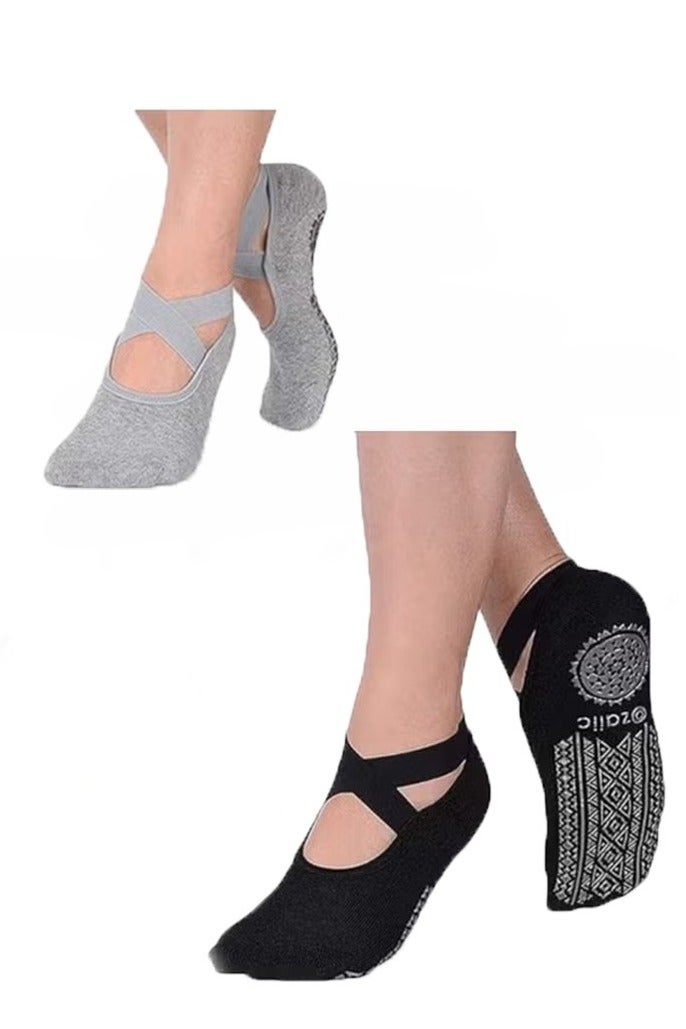 2 pairs of women's sports yoga socks-comfortable and non-slip