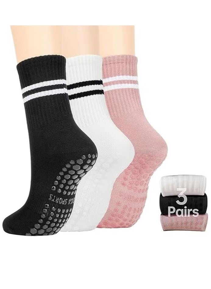 3 Pairs Yoga Socks For Women，Non Slip Socks Pilates Socks For Yoga,Pilates， Ballet, Dance, Workout