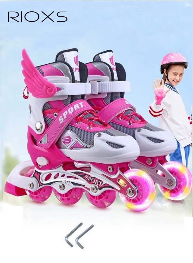 Kids Rollerskates,Roller Skating Shoes For Girls,Professional Roller Inline Skates For Beginners,High Performance Roller Skates,Girls Blades Skate With Light-up Wheels,Speed Racing Skates For Outdoor Indoor