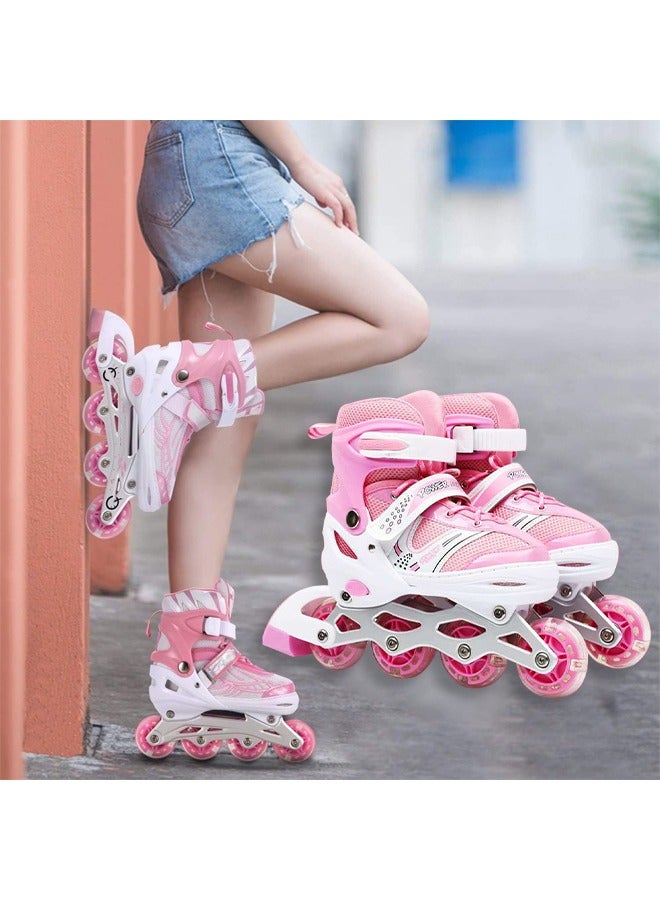Kids Roller Skates,Kids Inline Skates,With Led Illuminated Wheels, Adjustable Size, Anti Collision And Wear Resistant, Suitable For Boys And Girls,Suitable For Sizes 35 To 38,M