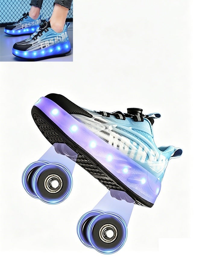 Rechargeable Roller Skates shoes,Skates Shoes,Shiny Sneaker Skate Shoes With Lighting sole and Wheels(Blue)