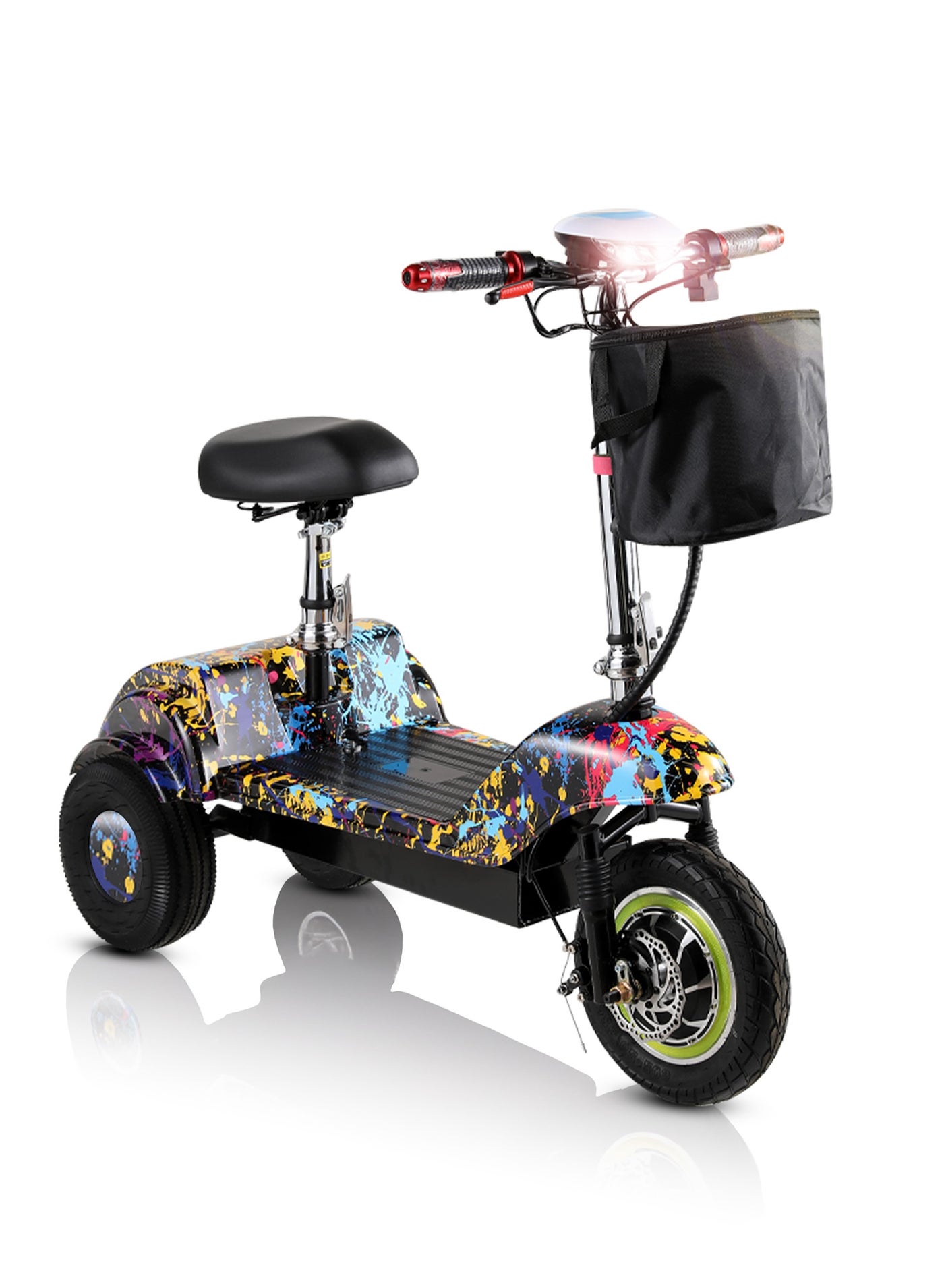 Mytoys Three Wheels Electric Scooter MT540 350W Brushless Motor Max Speed 35Km/H Drive, Three Gear 12Inch Tire in Front, Rear Flashing Turn Signals, Folding Commuting Scooter 36V 12Ah Lead Acid Battery