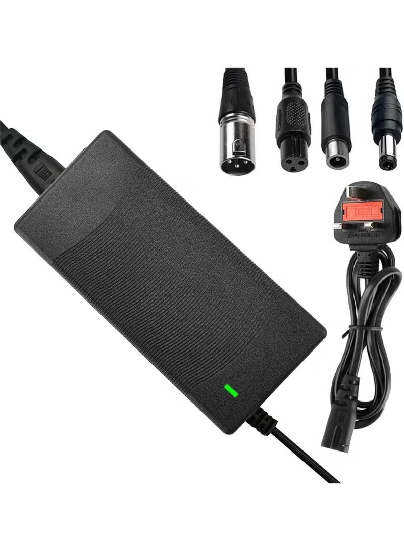 Domiunier Electric Scooter Charger 36V 2A, Fast Electric Bike Charger with 4 Connectors, Compatible with Xiaomi M365/Electric Scooters, Waterproof & Overcharge Protection (LED Indicator)
