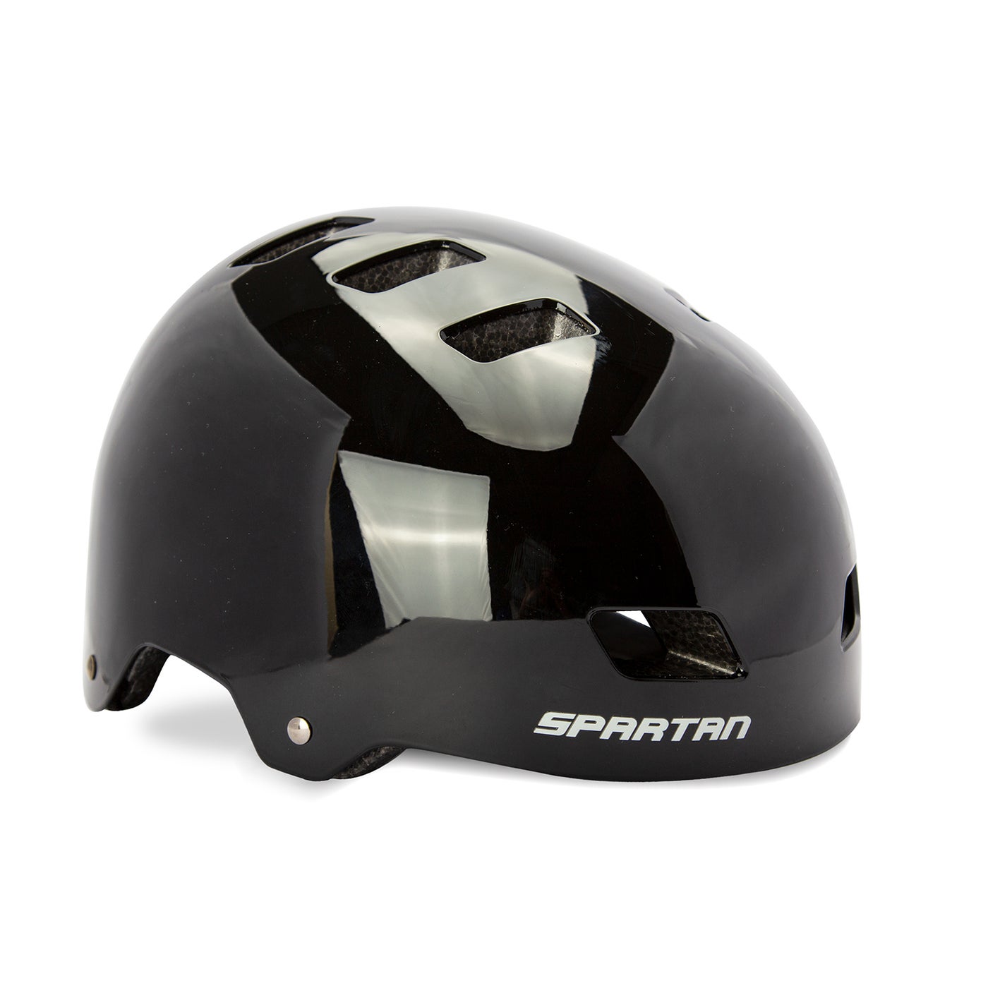 Spartan Mirage Jr Kids Skate Helmet | S/M Size 53–56 cm | Midnight Black Finish | ABS Shell with EPS Foam & Sponge Liner | Dial-Fit Head Ring | 12 Vents | Quick-Release Buckle | Multi-Sport | SP-9089