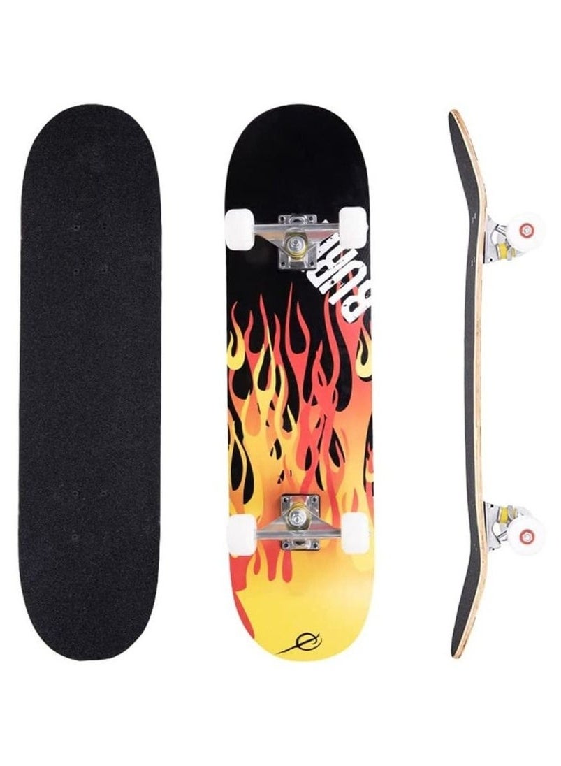 Skateboard - Skateboards for Beginners 80 x 20cm Complete Standard Skateboard for Girls and Boys, 7 Layer Maple Double Kick Concave Skateboard for Kids and Adults