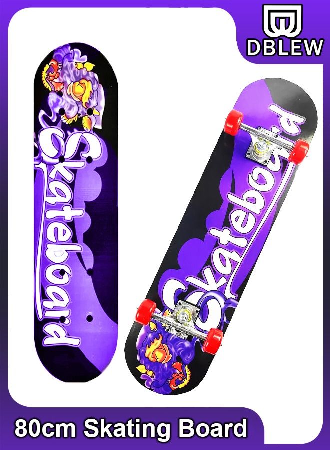 Complete Standard Skateboards With PU Wheels For Beginners Kids Boys Girls Teenager 80x20Cm Wooden Canadian Maple Cruiser Pro Skate Board