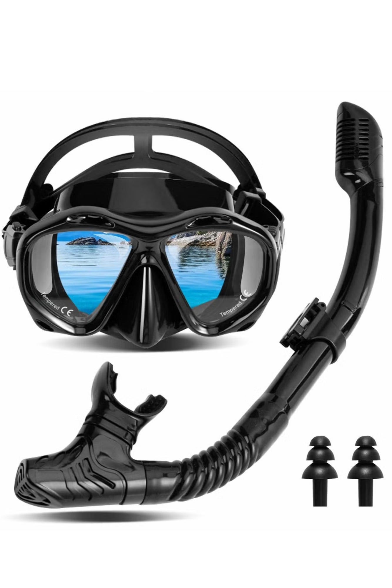 Adult Snorkeling Gear, Dry Snorkeling Kit, 180° Panoramic Wide View Dive Mask, Free Breathing Snorkeling Mask for Snorkeling, Scuba Diving and Swimming Trips