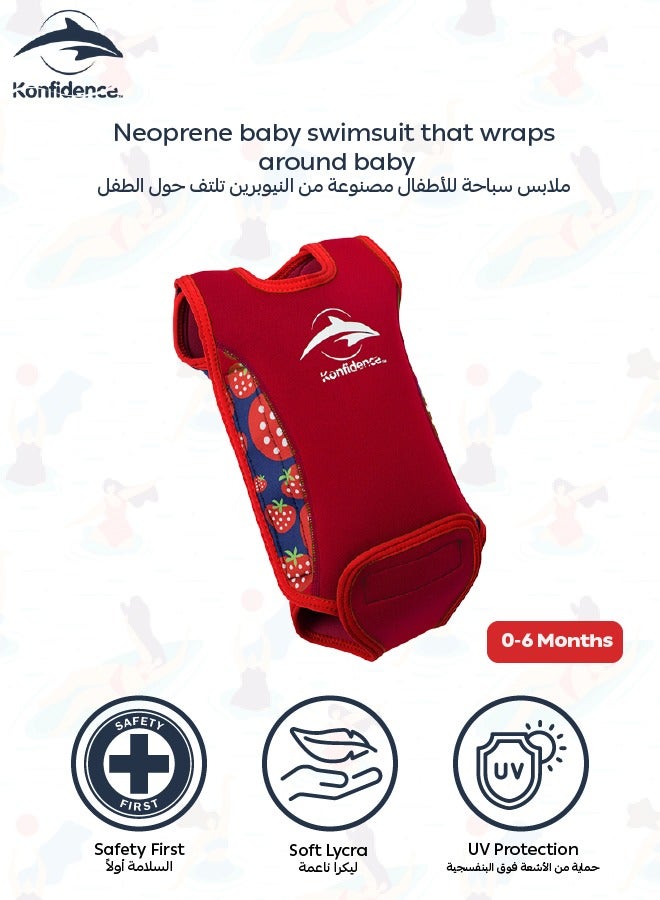 Splashy Babywarma™ Wetsuit | Baby Swim Gear | Strawberry | 2mm Neoprene | 50+ UV Protection | Easy Lay-Flat Design | Comfortable & Flexible | 0-6 Months