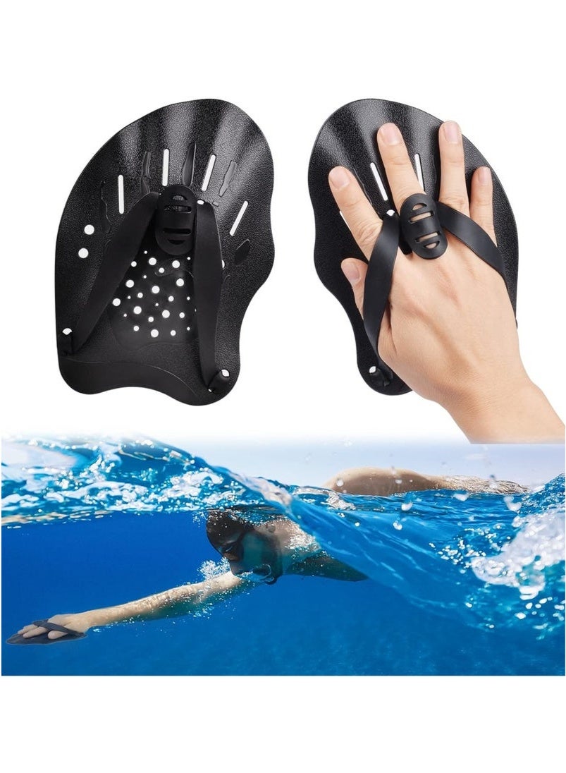 1 Pair Swim Paddles for Hand, Swimming Training Hand Paddles with Adjustable Straps, Swim Diving Training Hand Paddle for Men Women Children