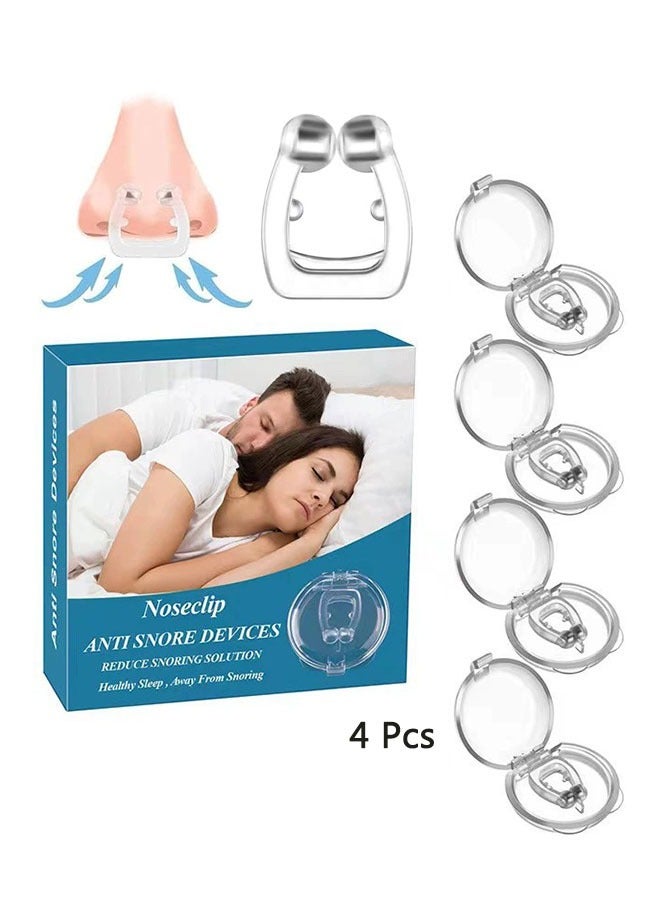 Anti Snoring Devices 4 Pcs, Silicone Magnetic Anti Snoring Nose Clip Help Breathe Right, Mute Aids, Stop Snoring, Soft and Comfortable for Man Women Adults
