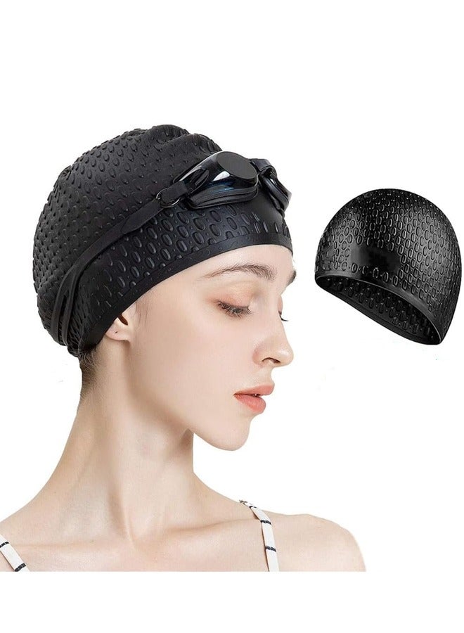 Silicone Swim Cap,Comfortable Bathing Cap Ideal for Curly Short Medium Long Hair, Swimming Cap for Women and Men, Shower Caps Keep Hairstyle Unchanged