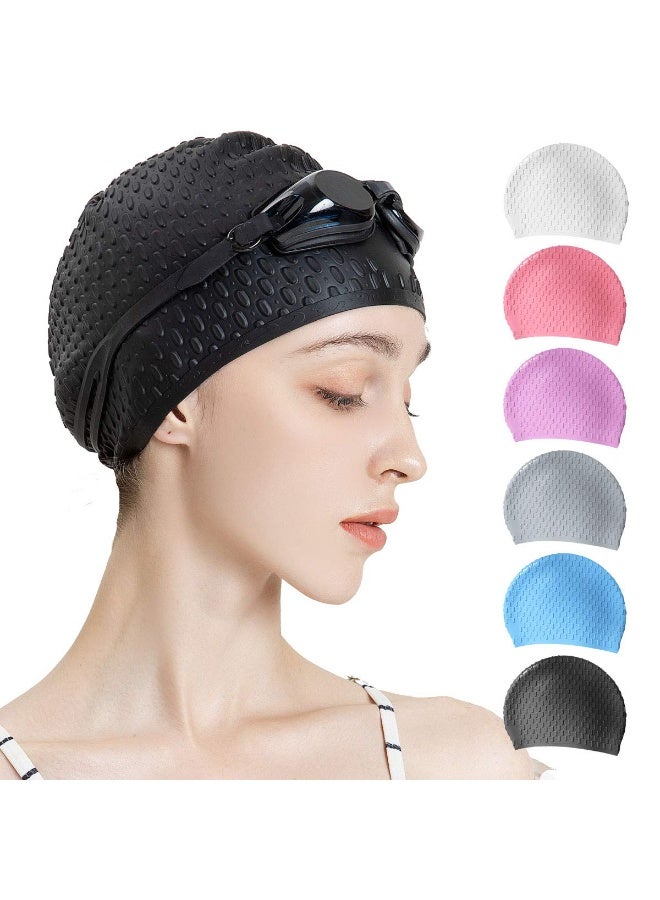 Silicone Swim Cap,Comfortable Bathing Cap Ideal for Curly Short Medium Long Hair, Swimming Cap for Women and Men, Shower Caps Keep Hairstyle Unchanged，Waterproof Swimming Cap