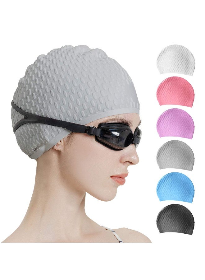 Silicone Swim Cap,Comfortable Bathing Cap Ideal for Curly Short Medium Long Hair, Swimming Cap for Women and Men, Shower Caps Keep Hairstyle Unchanged，Waterproof Swimming Cap