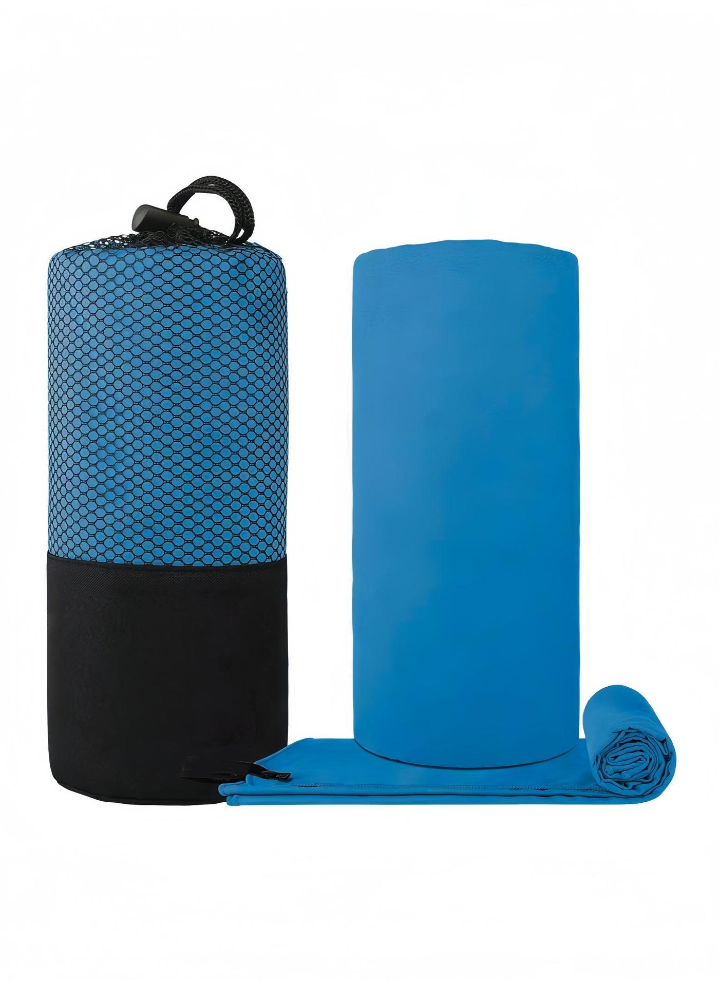 2 Pcs Microfiber Travel Towel, Soft Lightweight Quick Dry Towel, Super Absorbent Travel & Sports & Beach Towels for Camping, Backpack, Gym, Swimming, Yoga, Hiking,152x76CM and 80x40CM,Blue