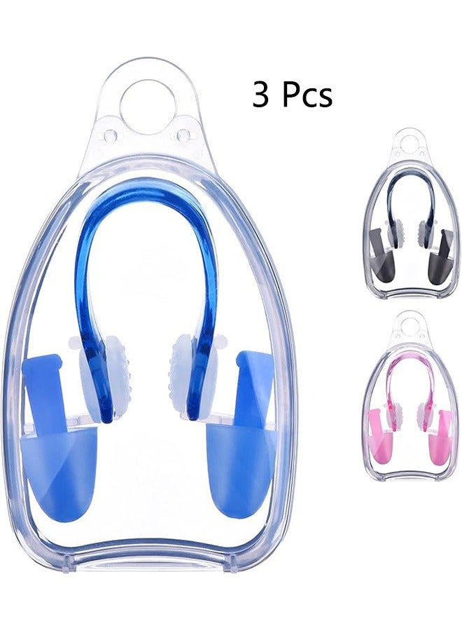 3 set Swimming Earplugs and Nose Clip Set Prevent Water Protective Ear Plug Waterproof Soft Silicone Swim Dive Supplies